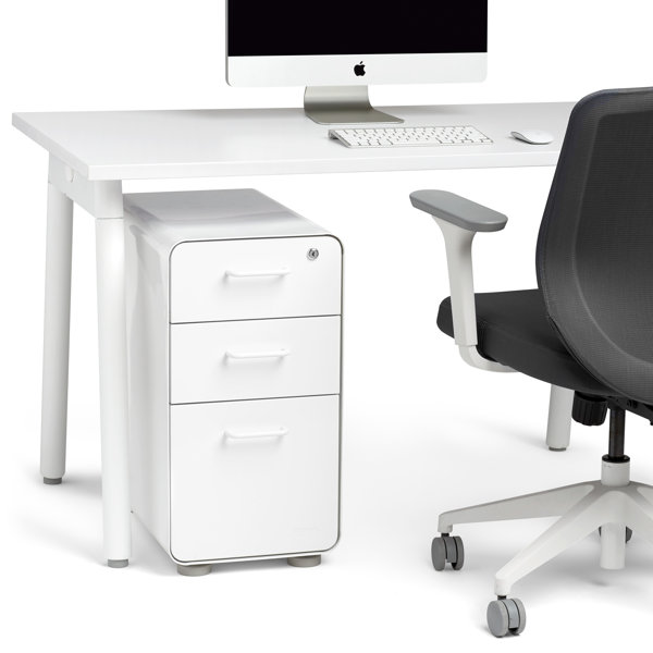 Poppin Slim Stow 12'' Wide 3 Drawer Steel Vertical Filing